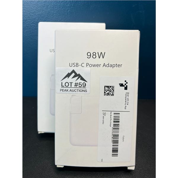 Lot of 2 98W USB-C Power Adapters For MacBook Pro