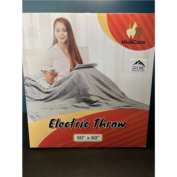 Lot of 1 Electric Heated Throw Blanket - 50x60inch - Grey