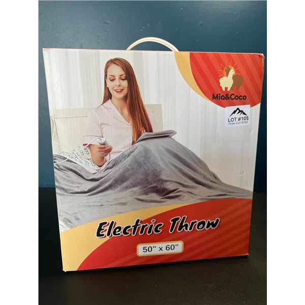 Lot of 1 Electric Heated Throw Blanket - 50x60inch - Grey