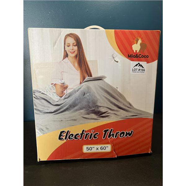 Lot of 1 Electric Heated Throw Blanket - 50x60inch - Grey