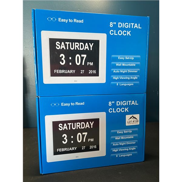 Lot of 2 Digital Clocks - 8inch