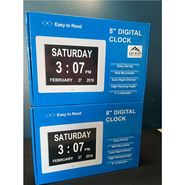Lot of 2 Digital Clocks - 8inch