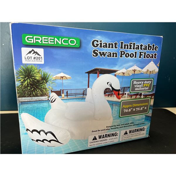 Lot of 1 Giant Inflatable Swan Pool Float - 74.5 x 71.5 Inch