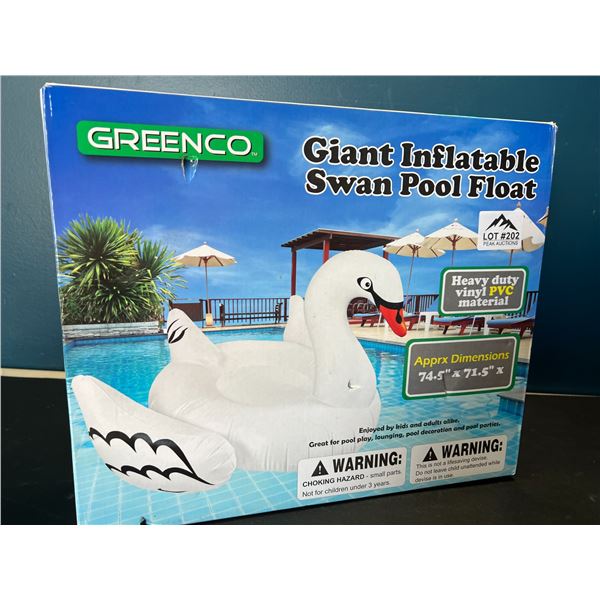 Lot of 1 Giant Inflatable Swan Pool Float - 74.5 x 71.5 Inch