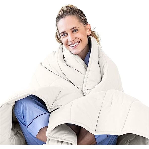 Lot of 1 LUNA Adult Weighted Blanket - Ivory Colour - 15LBs - 60x80 inch (Queen)