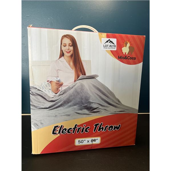 Lot of 1 Electric Heated Throw Blanket - 50x60inch - Grey