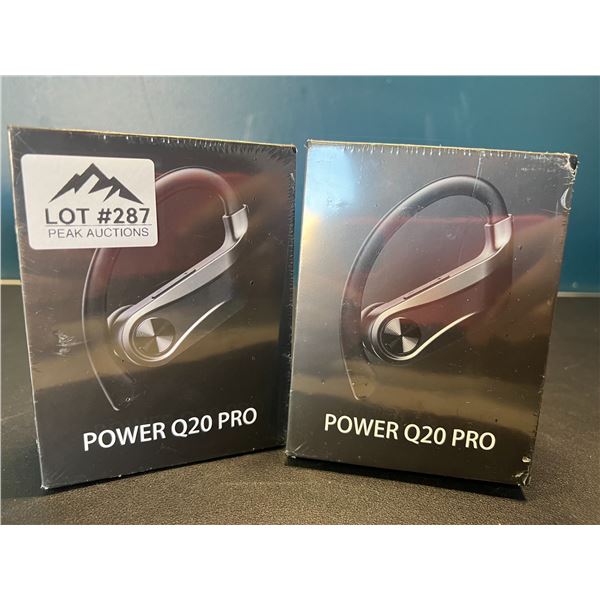 Lot of 2 Power Q20 Pro High-Performance Sport Wireless Earbuds w/ Charging Case