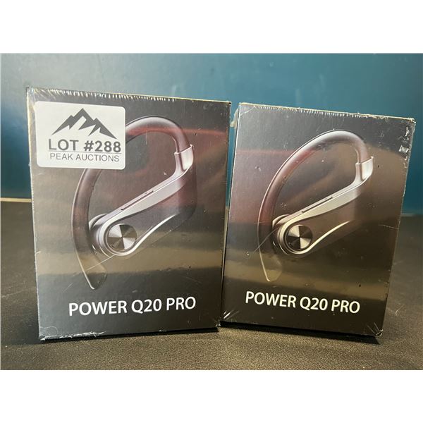 Lot of 2 Power Q20 Pro High-Performance Sport Wireless Earbuds w/ Charging Case