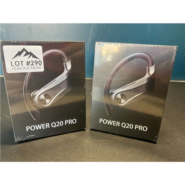 Lot of 2 Power Q20 Pro High-Performance Sport Wireless Earbuds w/ Charging Case