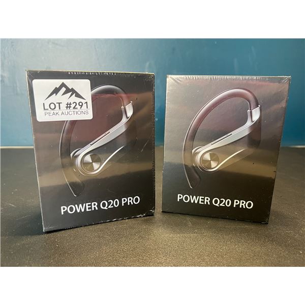 Lot of 2 Power Q20 Pro High-Performance Sport Wireless Earbuds w/ Charging Case