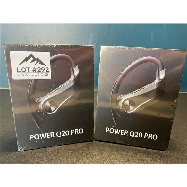 Lot of 2 Power Q20 Pro High-Performance Sport Wireless Earbuds w/ Charging Case