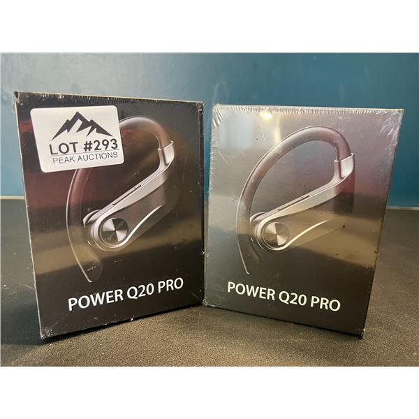 Lot of 2 Power Q20 Pro High-Performance Sport Wireless Earbuds w/ Charging Case