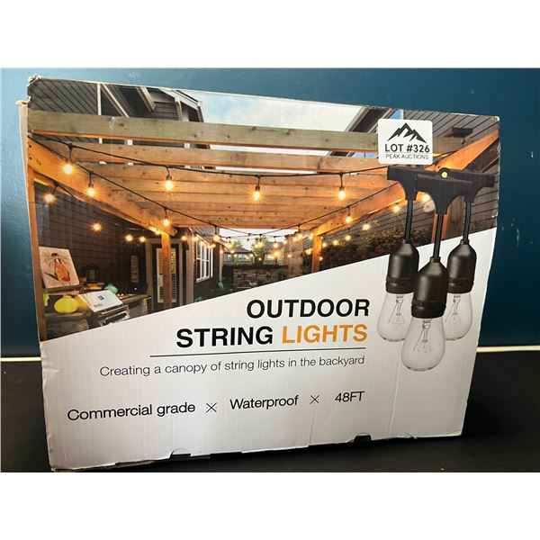 Lot of 1 Outdoor String Light Set - 48FT Length - Waterproof - Commercial Grade