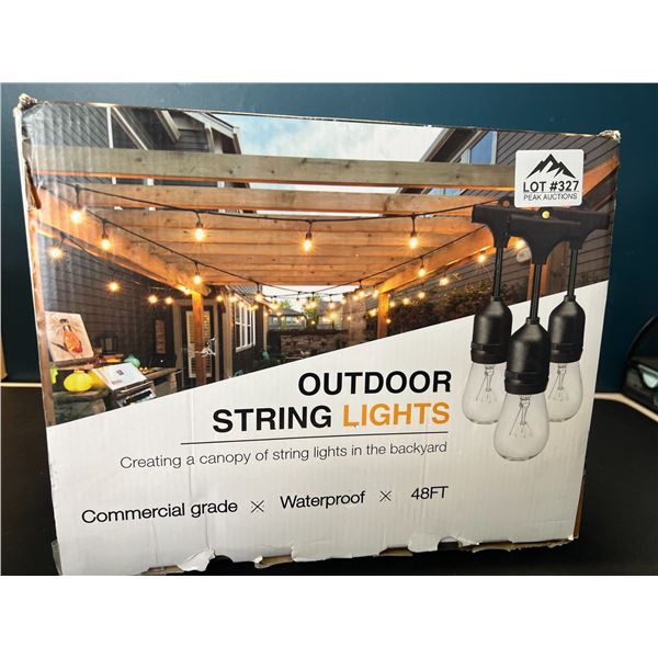 Lot of 1 Outdoor String Light Set - 48FT Length - Waterproof - Commercial Grade