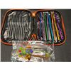 Image 2 : Lot of 2 Crochet Hook Sets w/ Stitch Markers, Needles, & Case