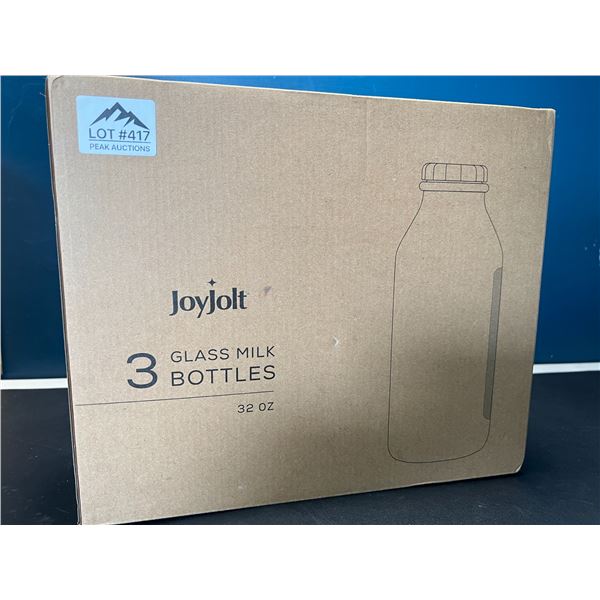 Lot of 3 Glass Milk Bottles - 32oz each