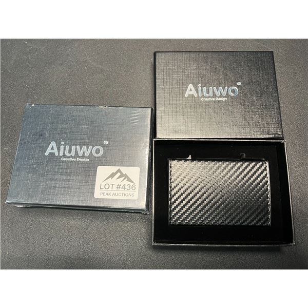 Lot of 2 Carbon Style Minimalist Slim Wallets - Quick Eject