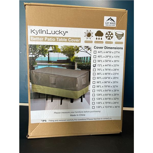 Lot of 1 Patio Table Cover - 72 x 44 x 23 inch