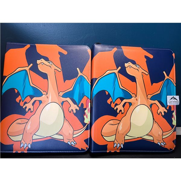 Lot of 2 Leather Pokemon Premium Card Binders - Holds 900 Cards per Binder (Large Size Binders)