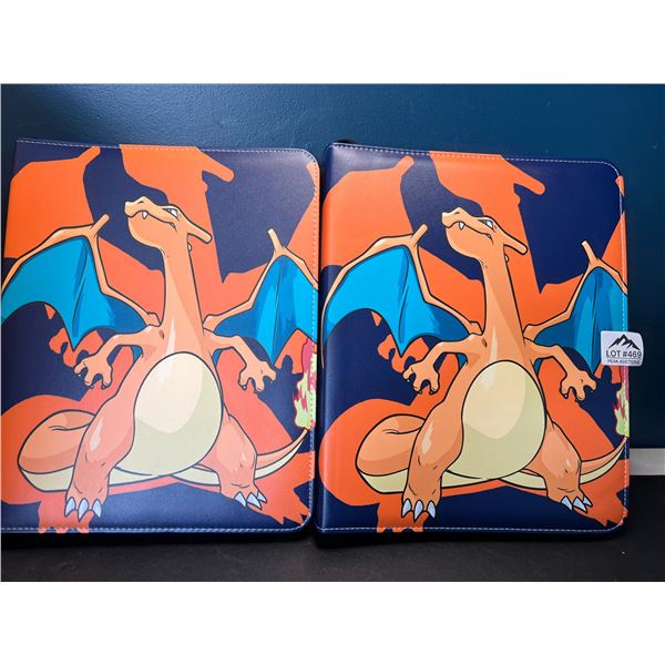 Lot of 2 Leather Pokemon Premium Card Binders - Holds 900 Cards per Binder (Large Size Binders)
