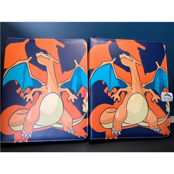 Lot of 2 Leather Pokemon Premium Card Binders - Holds 900 Cards per Binder (Large Size Binders)