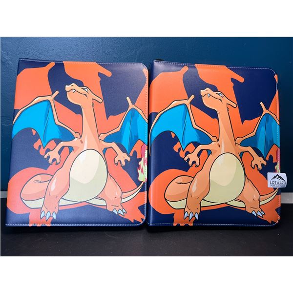 Lot of 2 Leather Pokemon Premium Card Binders - Holds 900 Cards per Binder (Large Size Binders)