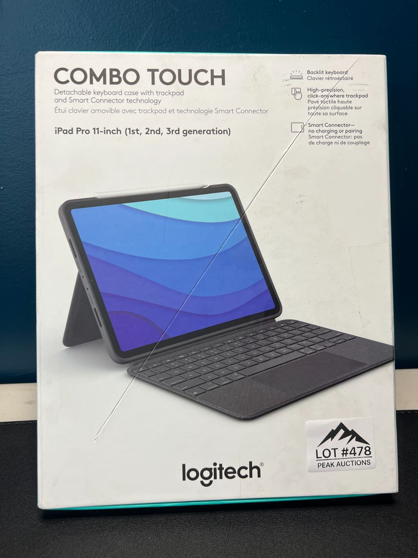 Lot of 1 Logitech Combo Touch Detachable Keyboard Case w/ Trackpad
