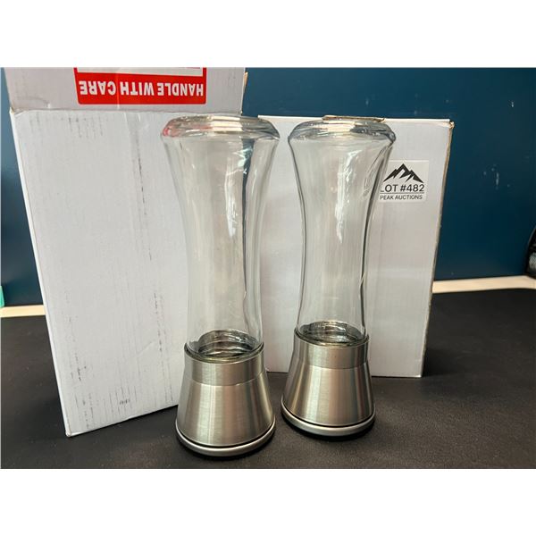 Lot of 2 Sets of Glass Salt and Pepper Grinders