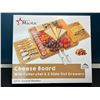 Image 1 : Lot of 1 Bamboo Cheese/Charcuterie Servng Board w/ Cutlery Set & 2 Slide-Out Drawers