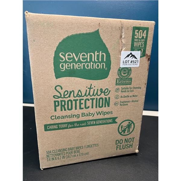 Lot of 1 Box of Seventh Generation Sensitive Baby Wipes - 7packs x 72 wipes per pack