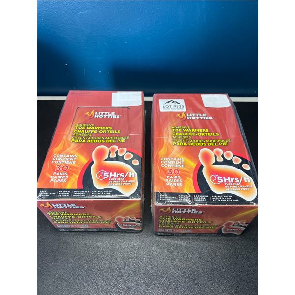 Lot of 2 Boxes of Little Hotties Adhesive Toe Warmers - 30 Pairs per box
