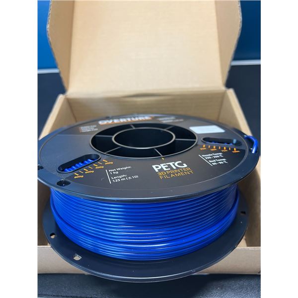 Lot of 1 Roll of Overture PETG 3-D Printing Filament - Blue