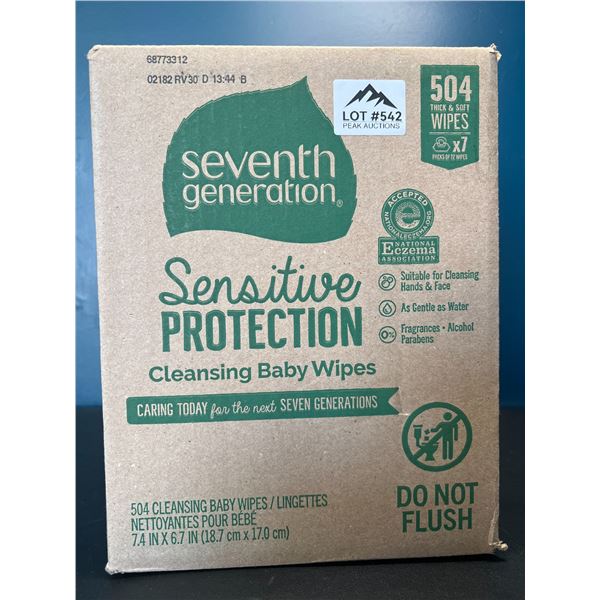 Lot of 1 Box of Seventh Generation Sensitive Baby Wipes - 7packs x 72 wipes per pack
