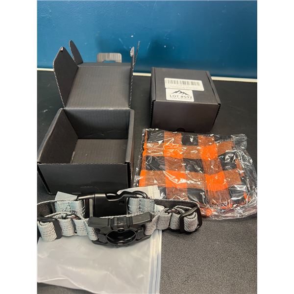 Lot of 2 Dog/Pet Collars w/ Air Tag Tracking Device Holder