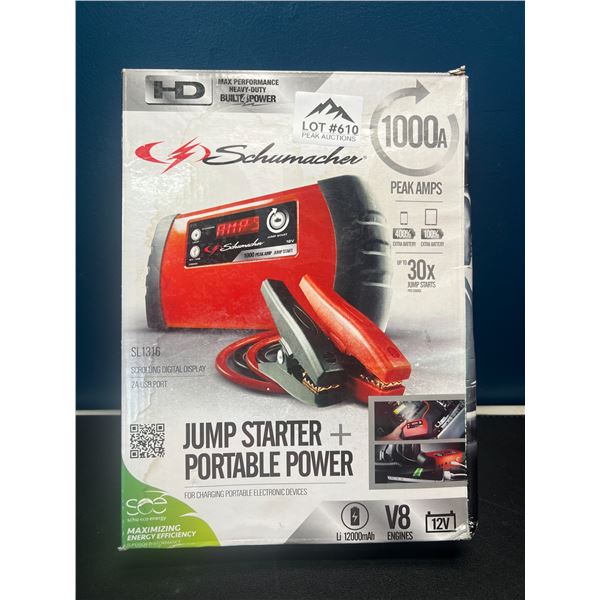 Lot of 1 Schumacher 1000 Jump Starter+Portable Power Jump Pack - SL1316