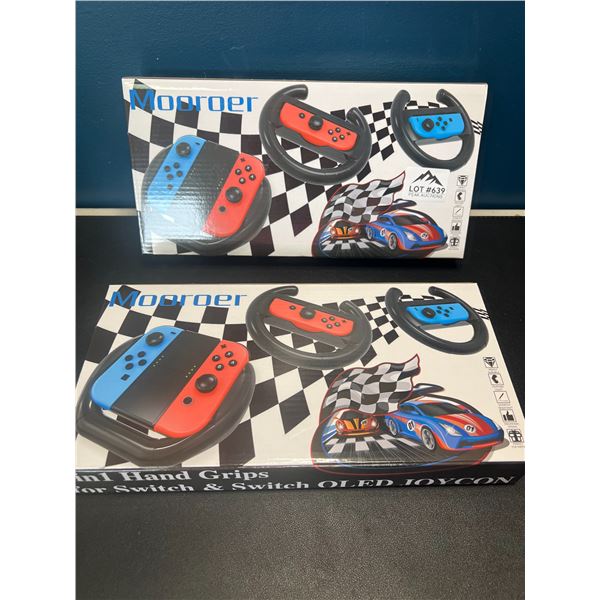 Lot of 2 Nintendo Switch Accessory Kits - Grips & Steering Wheels