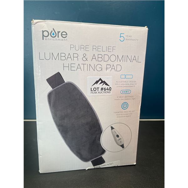Lot of 1 Pure - Pure Relief Lumbar & Abdominal Heating Pad
