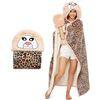 Image 1 : Lot of 1 Three-Poodle Super Soft Wearable Blanket for Adults - Leopard Design