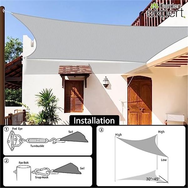 Lot of 1 GardenExpert 10ft x 13ft SunShade Sail Rectangle Canopy Shade Cover for Patio/Backyard