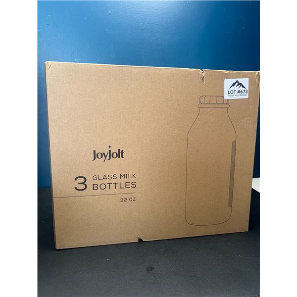 Lot of 3 Glass Milk Bottles - 32oz each