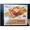 Image 1 : Lot of 1 Bamboo Cheese/Charcuterie Servng Board w/ Cutlery Set & 2 Slide-Out Drawers