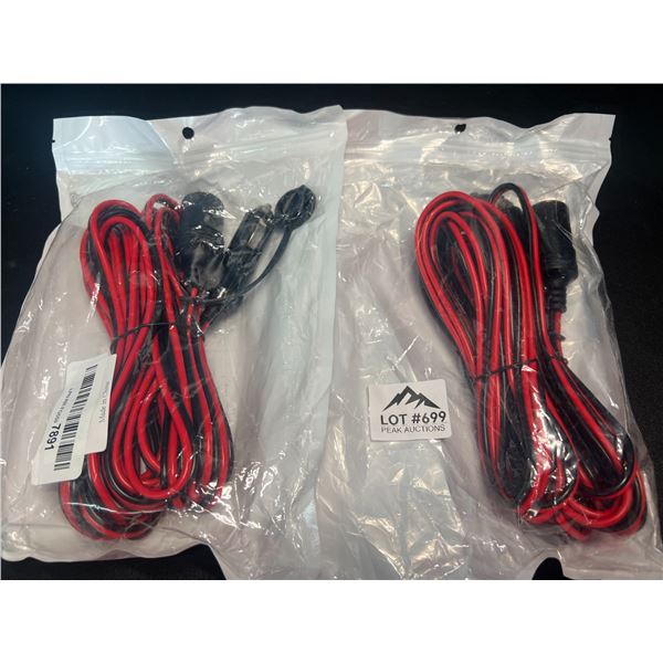 Lot of 2 12V Extension Cords w/ Lighter Plug Socket