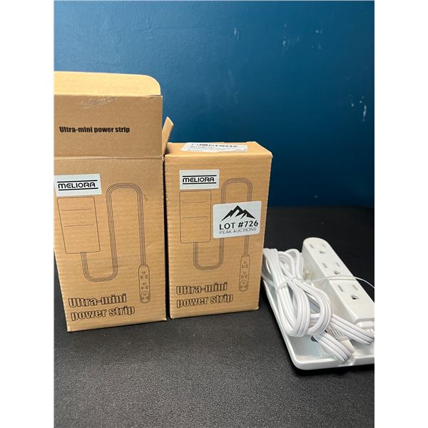 Lot of 2 Ultra-Mini Power Strips/Outlet Extension Cords