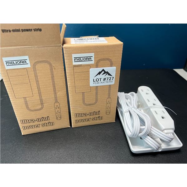 Lot of 2 Ultra-Mini Power Strips/Outlet Extension Cords