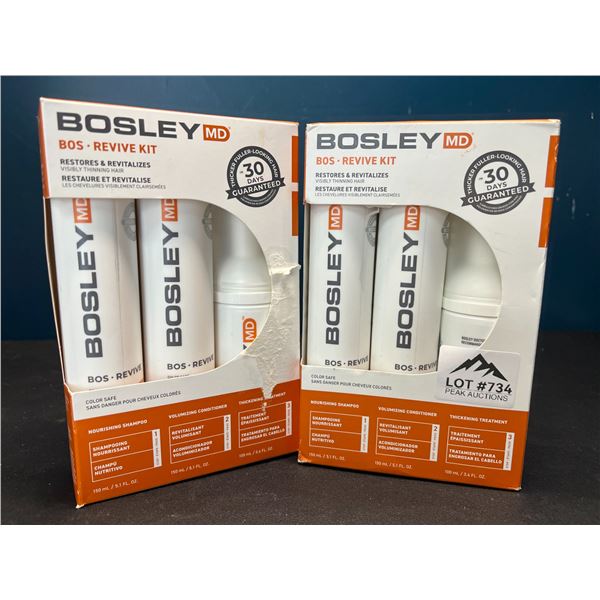 Lot of 2 Bosley MD Bos Revive Kits - Restores/Revitalizes Visibly Thinning Hair - Shampoo & Condit.