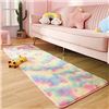 Image 1 : Lot of 2 Fuzzy/Shaggy Long "Runner" Style Rugs - 6FT by 2FT - Rainbow Colour