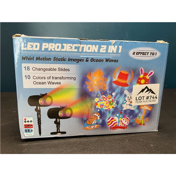 Lot of 1 LED Outdoor Motion Projector - Changeable Holiday Design Slides & Colours