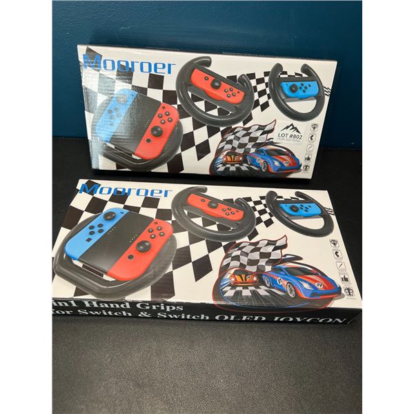 Lot of 2 Nintendo Switch Accessory Kits - Grips & Steering Wheels