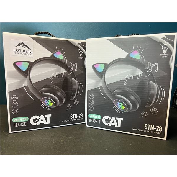 Lot of 2 Wireless Cat/Kitty Ear Headphones