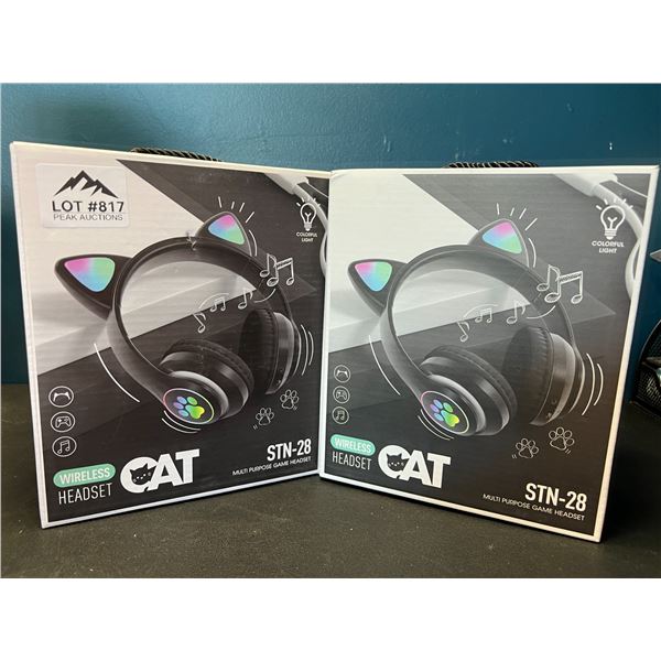 Lot of 2 Wireless Cat/Kitty Ear Headphones